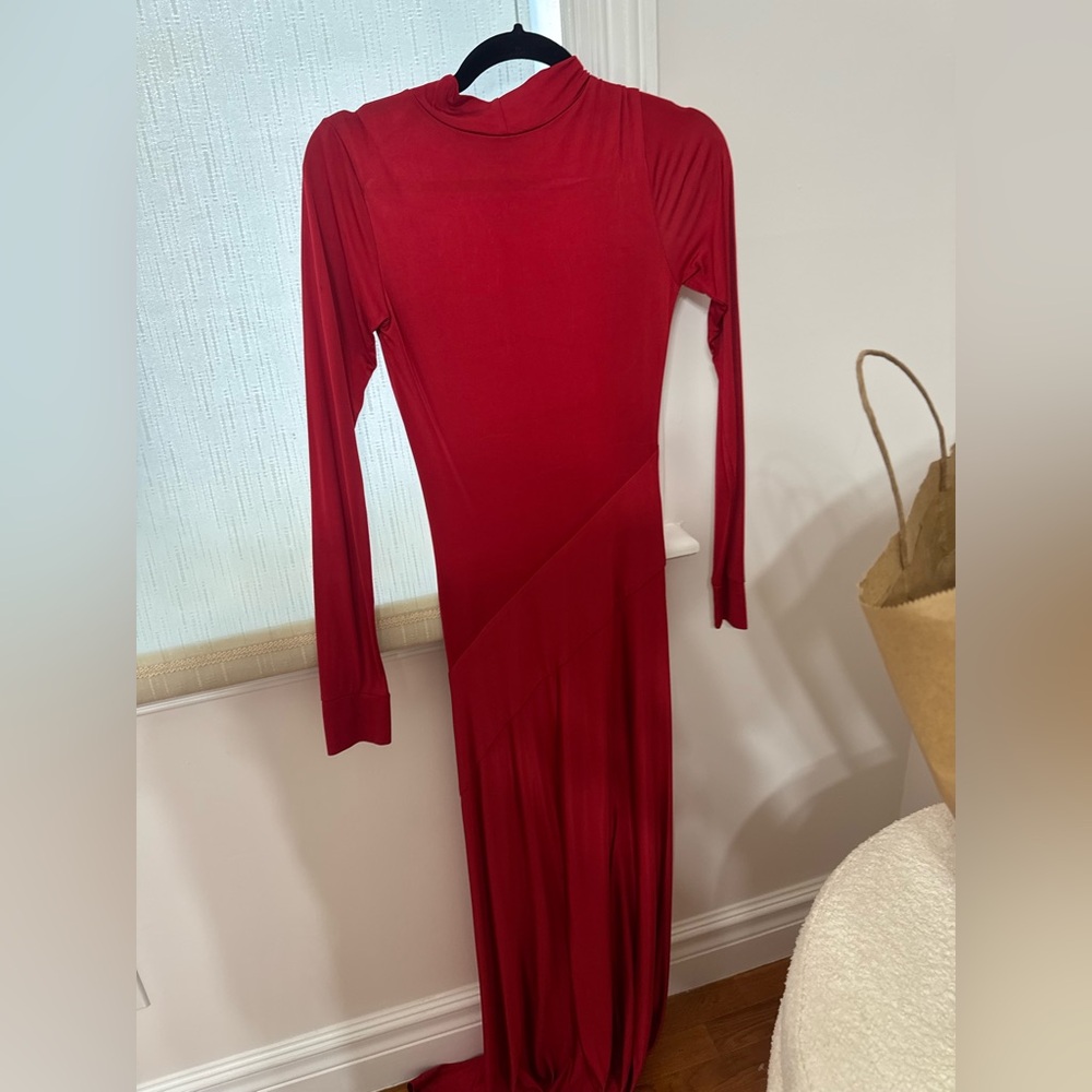 Michael Lo Sordo Vibrant Red Long Sleeve Dress - Picture 4 of 5